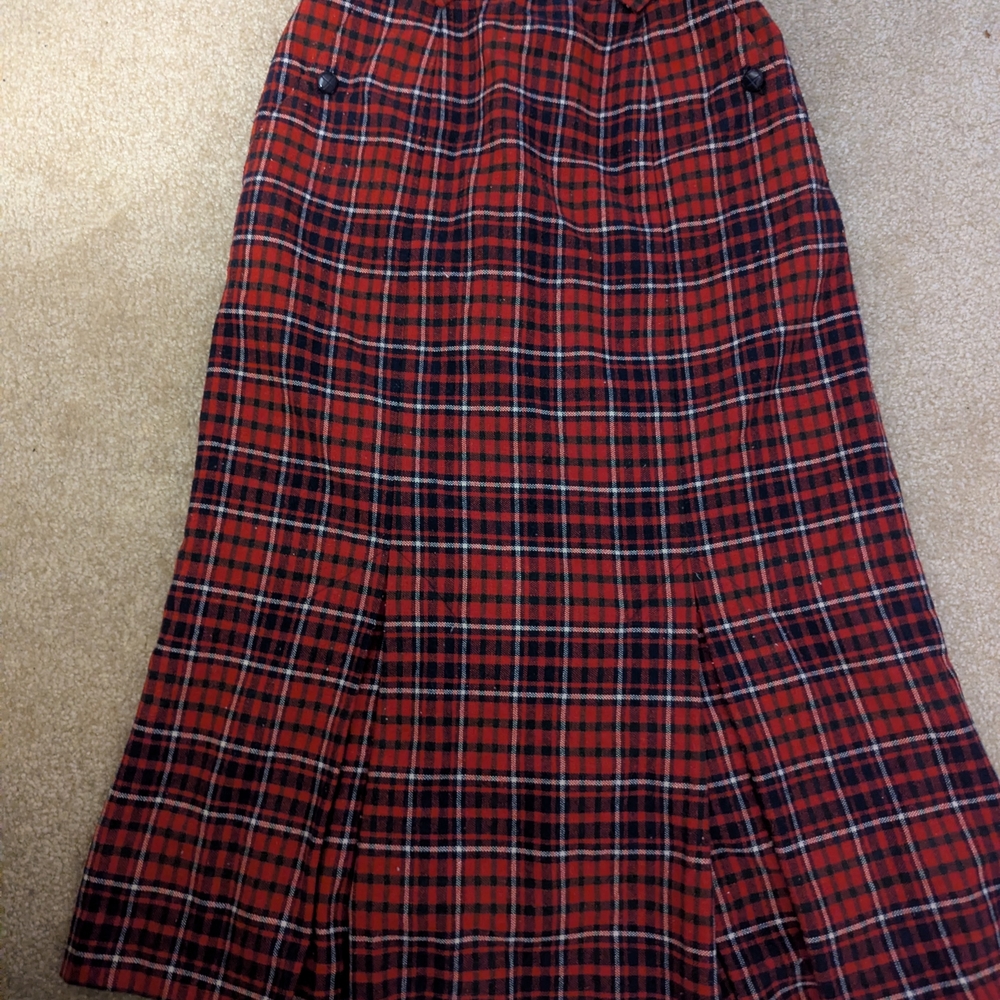 Vintage Wool Plaid A-Line Skirt